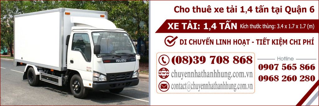 cho thuê xe tải 1,4t tại Quận 6