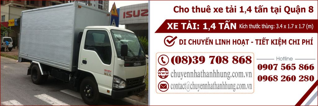cho thuê xe tải 1,4t tại Quận 8