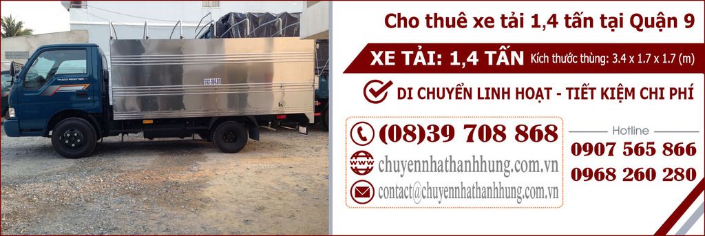cho thuê xe tải 1,4t tại Quận 9