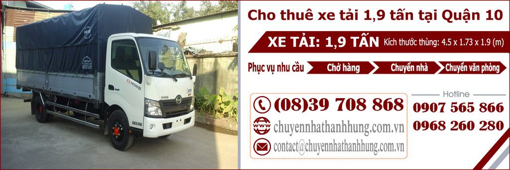 cho thuê xe tải 1,9t tại Quận 10