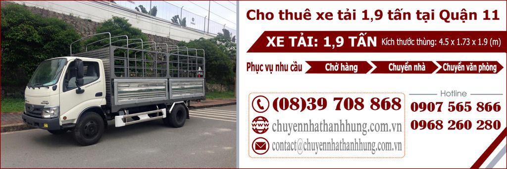 cho thuê xe tải 1,9t tại Quận 11