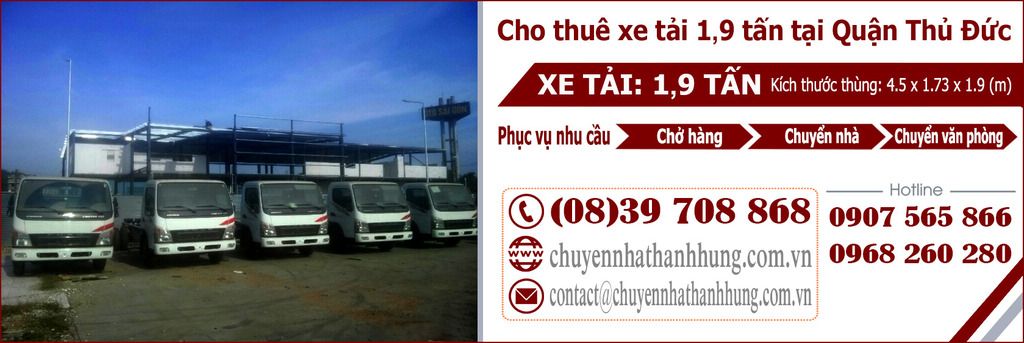cho thuê xe tải 1,9t tại Quận Thủ Đức