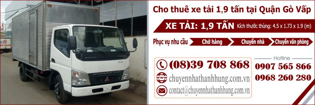 cho thuê xe tải 1,9t tại Quận Gò Vấp