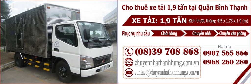 cho thuê xe tải 1,9t tại Quận Bình Thạnh