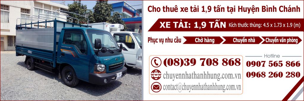 cho thuê xe tải 1,9t tại Huyện Bình Chánh