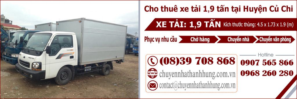 cho thuê xe tải 1,9t tại Huyện Củ Chi