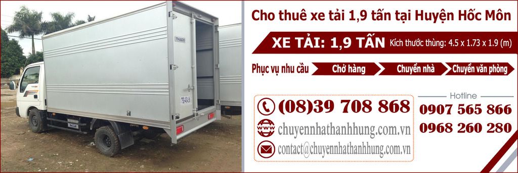 cho thuê xe tải 1,9t tại Huyện Hốc Môn