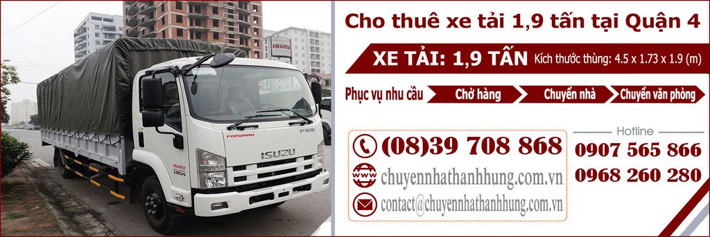 cho thuê xe tải 1,9t tại Quận 4 cho thuê xe tải 1,9t tại Quận 4