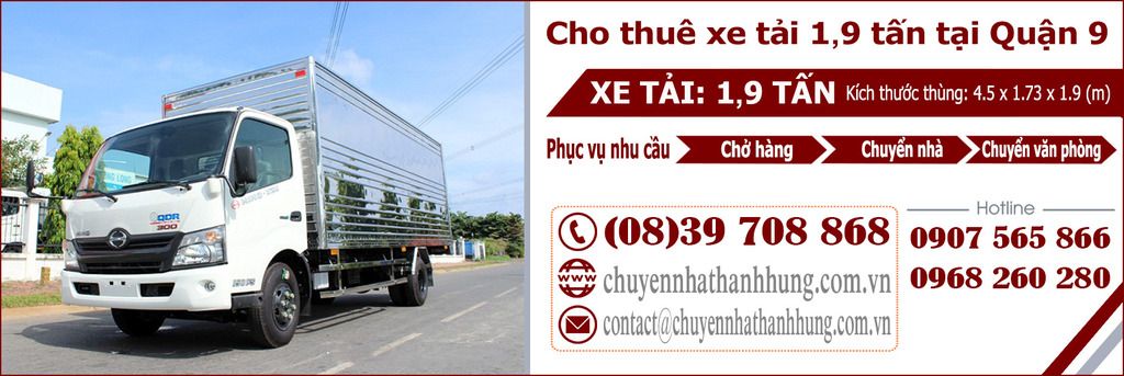 cho thuê xe tải 1,9t tại Quận 9