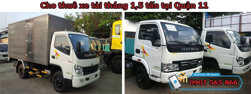 Cho thuê xe tháng 1,5 tấn tại Quận 11