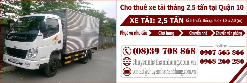 Cho thuê xe tải tháng 2,5t tại Quận 10 Cho thuê xe tải tháng 2,5t tại Quận 10