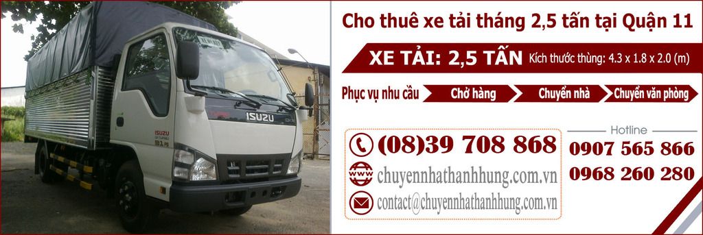 Cho thuê xe tải tháng 2,5t tại Quận 11
