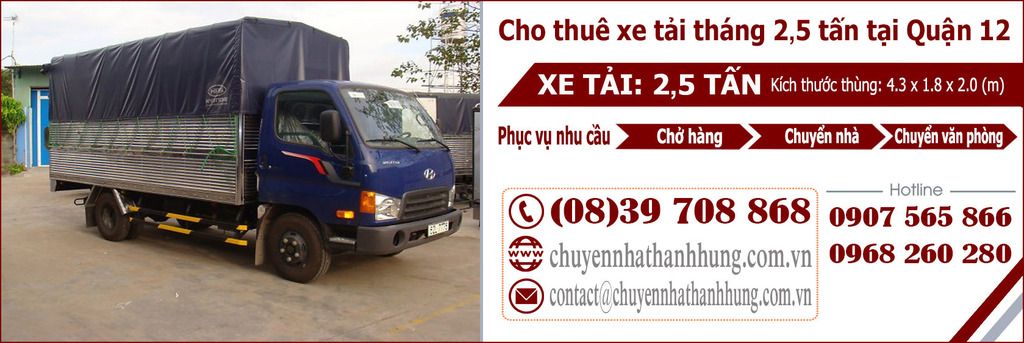 Cho thuê xe tải tháng 2,5t tại Quận 12