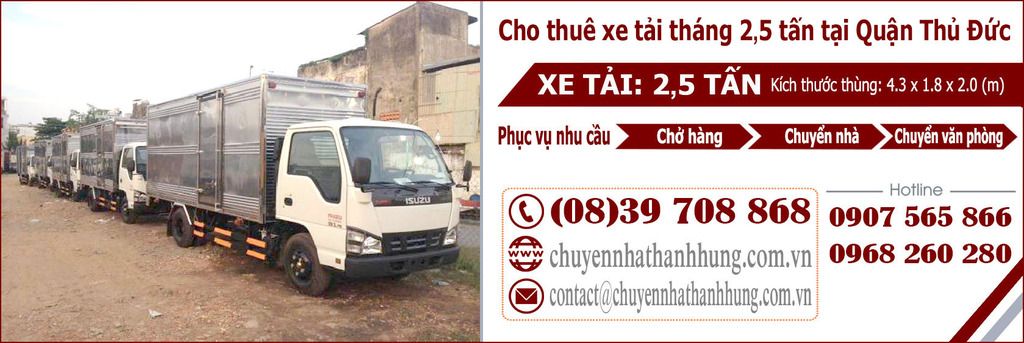 Cho thuê xe tải tháng 2,5t tại Quận Thủ Đức