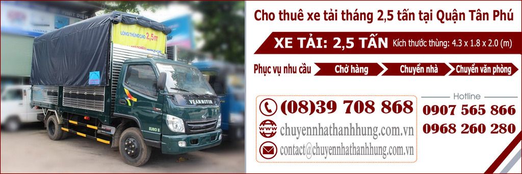 Cho thuê xe tải tháng 2,5t tại Quận Tân Phú
