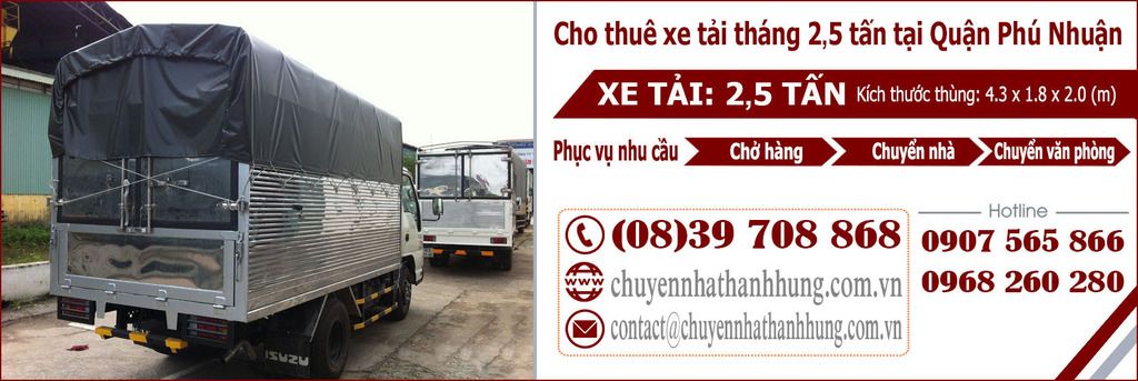 Cho thuê xe tải tháng 2,5t tại Quận Phú Nhuận