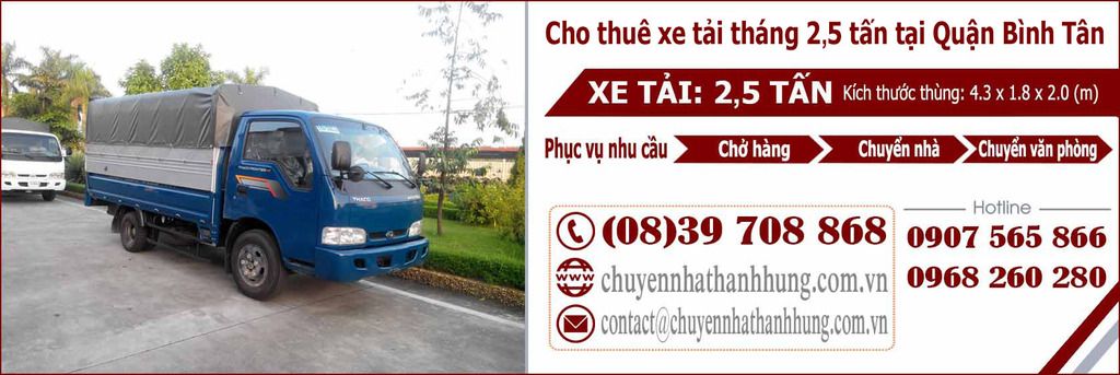 Cho thuê xe tải tháng 2,5t tại Quận Bình Tân Cho thuê xe tải tháng 2,5t tại Quận Bình Tân