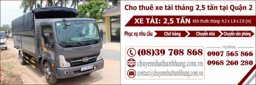 Cho thuê xe tải tháng 2,5t tại Quận 2