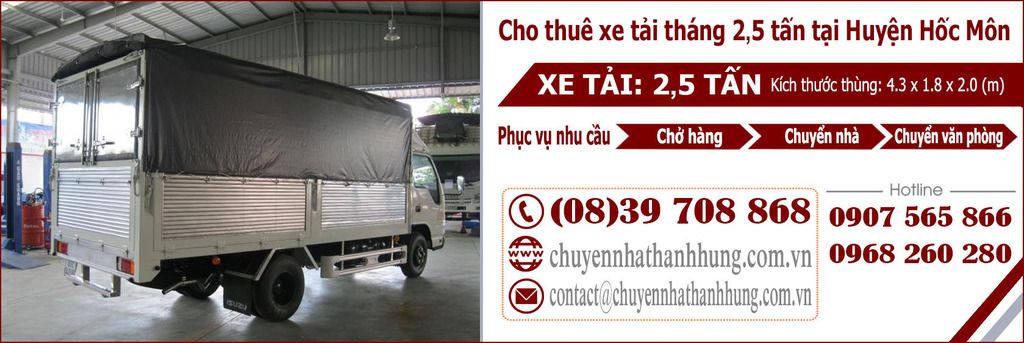 Cho thuê xe tải tháng 2,5t tại Huyện Hốc Môn Cho thuê xe tải tháng 2,5t tại Huyện Hốc Môn