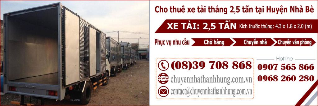 Cho thuê xe tải tháng 2,5t tại Huyện Nhà Bè