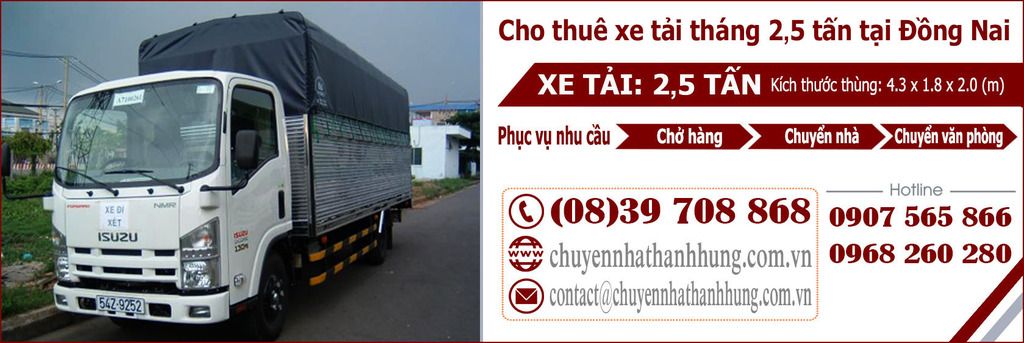 Cho thuê xe tải tháng 2,5t tại Đồng Nai