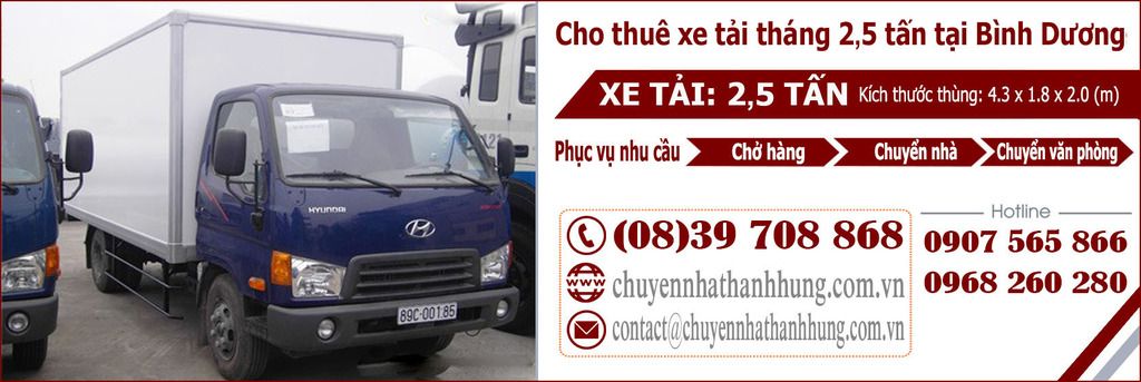 Cho thuê xe tải tháng 2,5t tại Bình Dương