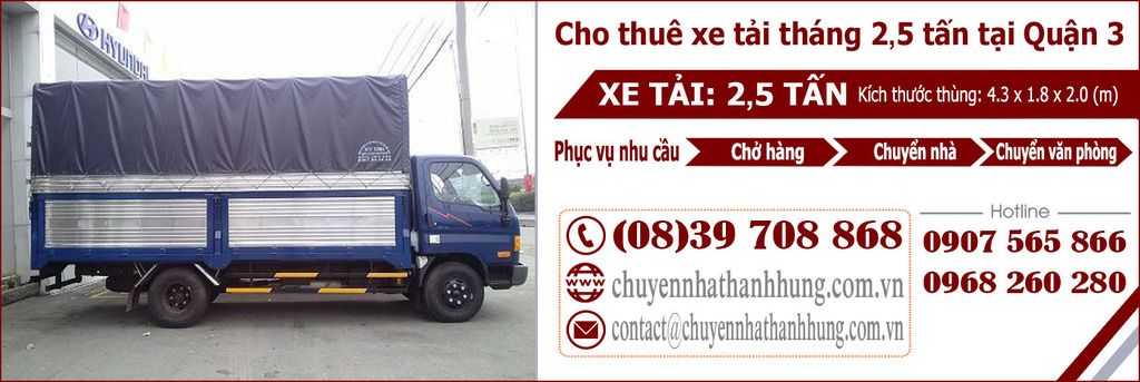 Cho thuê xe tải tháng 2,5t tại Quận 3