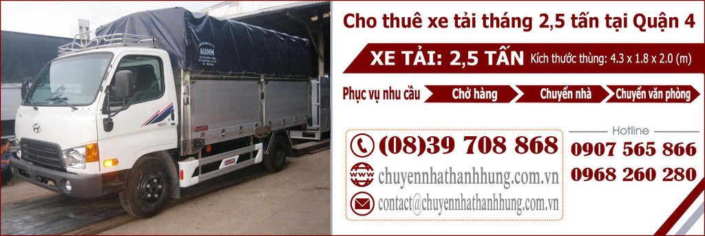 Cho thuê xe tải tháng 2,5t tại Quận 4 Cho thuê xe tải tháng 2,5t tại Quận 4