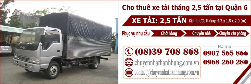 Cho thuê xe tải tháng 2,5t tại Quận 6 Cho thuê xe tải tháng 2,5t tại Quận 6