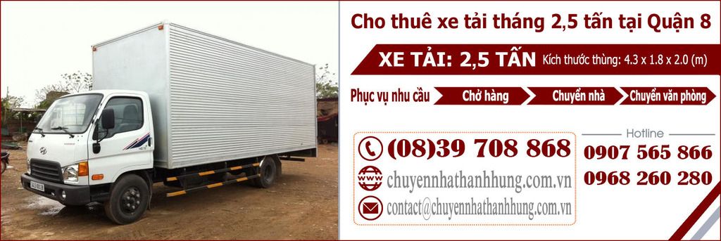 Cho thuê xe tải tháng 2,5t tại Quận 8