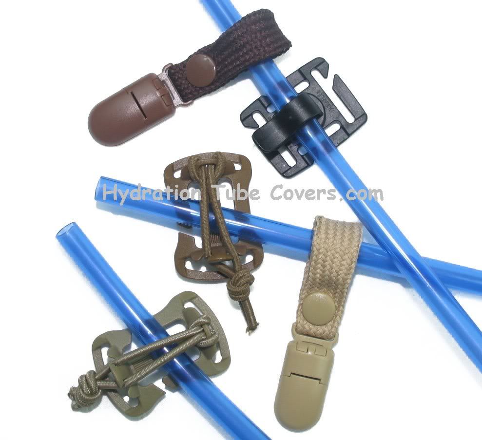 Drink Tube Clips and Drink Tube Lanyards., Secure your drinking tube to your shoulder straps to keep within close proximity Also help manage your dangling straps or radio wires Easy installation without alteration on your backpack Very practical for hiking, camping, mountaineering Drink Tube Clips and Lanyards