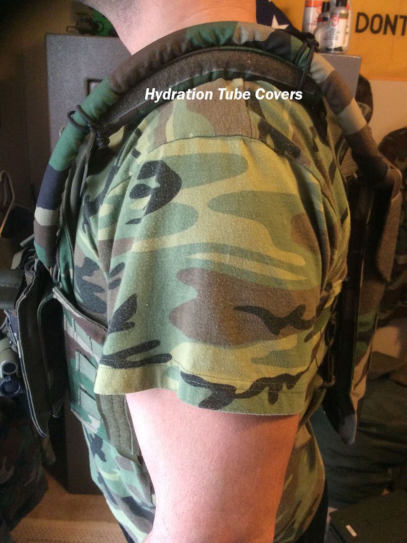 Hydration Tactical Pack Drink Tube Cover Side View on Beez Combat Vest