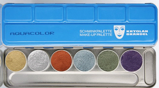 KRYOLAN AQUACOLOR METALLIC 6 COLORS PALETTE FACE BODY PAINT FOUNDATION 