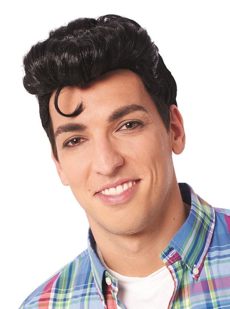 1950s 50 S Adult Mens Doo Wop Greaser Grease Male Costume Wig Black