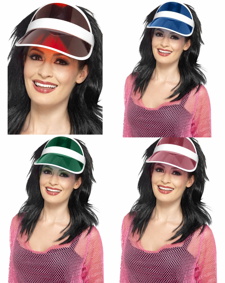 80'S 80S COLOR CLEAR POKER GOLF PUB RAVE SUN VISOR FUN COSTUME VEGAS