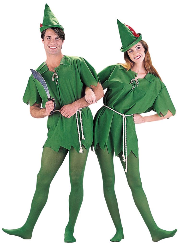 ADULT MENS RENAISSANCE MEDIEVAL PETER PAN ELF COSTUME GREEN TUNIC HAT ...