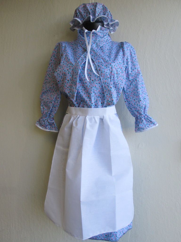 1800s Victorian Prairie Pioneer Colonial Pilgrim Girl Child Costume Dress Calico
