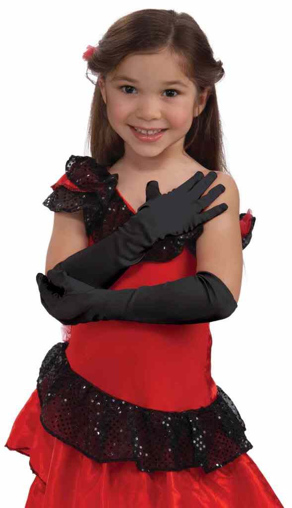 BLACK WHITE LONG OPERA SATIN GLOVES CHILD 1920S FLAPPER PROM GIRLS