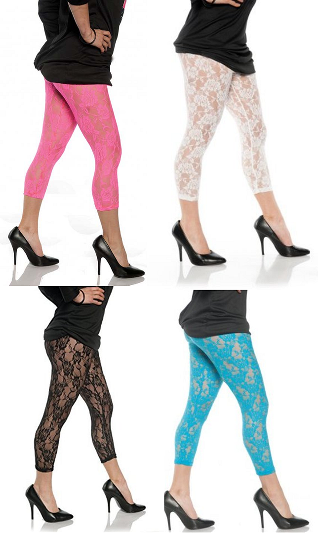 1980S 80'S POP ROCK STAR PUNK MADONNA COSTUME LACE LEGGINGS FOOTLESS