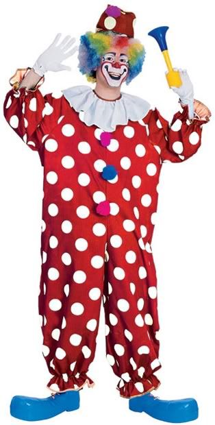 DOTTED CLOWN ADULT COSTUMES RED CIRCUS CLOWN JESTER MAN JUMPSUIT ...