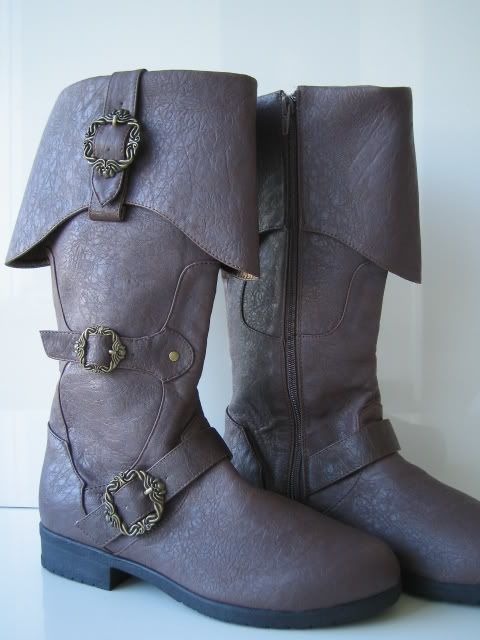 ADULT MENS COLONIAL CAPTAIN CARRIBEAN PIRATE BOOTS W/ CUFF BUCKLES ...