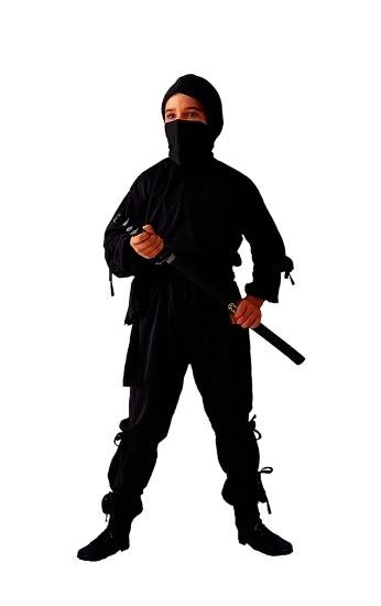 Black Ninja Child Boy Costumes Japanese Assassin Shinobi Samurai Warrior 19040