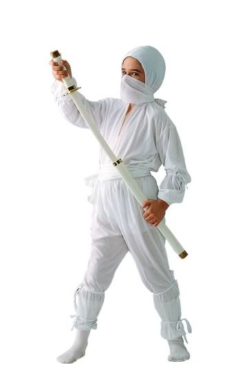 Japanese Assassin Shinobi Samurai Warrior White Ninja Child Boy Costumes 90041