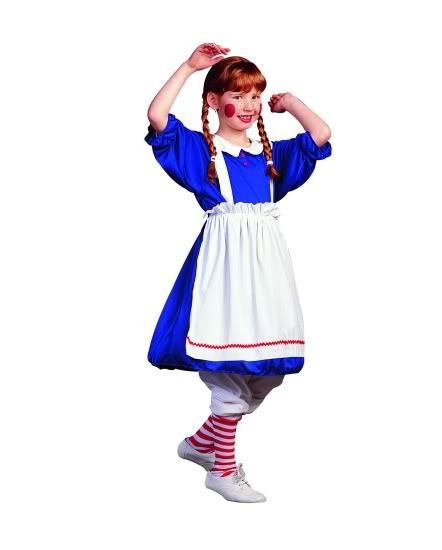 Raggedy Ann Rag Doll Child Costume Clown Girl Dress Halloween Costumes 91229
