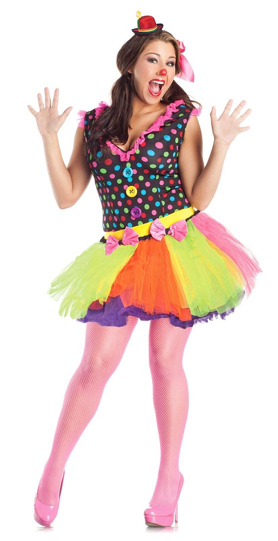 CLOWNING AROUND WOMAN LADY MARDI GRAS CIRCUS CLOWN POLKA DOT COSTUME ...