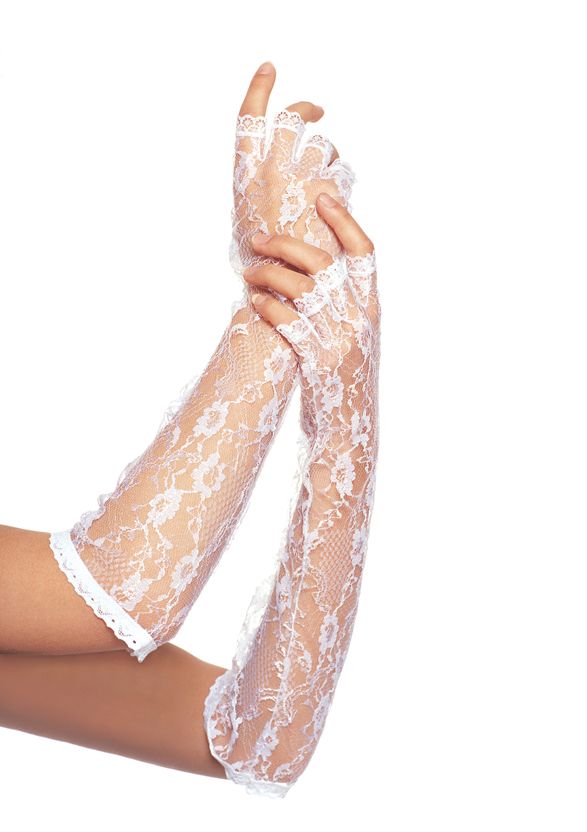 white long lace gloves