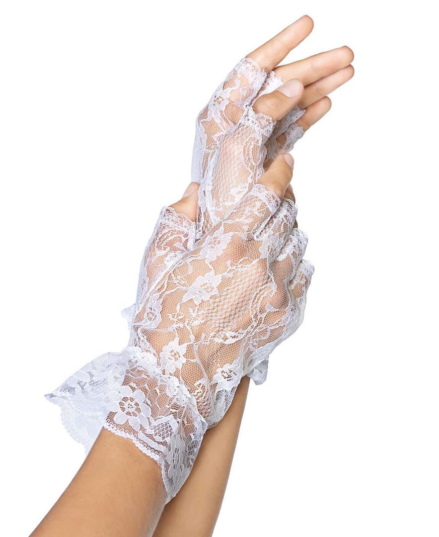 black lace fingerless wrist gloves