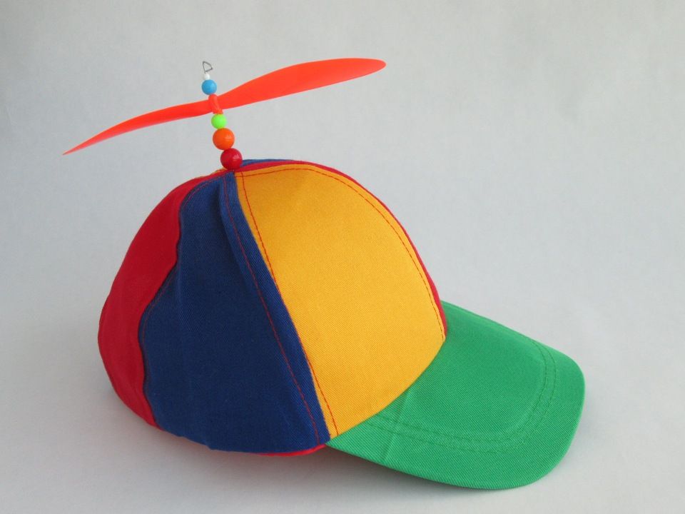 ADULT PROPELLER BEANIE HAT CLOWN COSTUME BASEBALL COPTER HELICOPTER