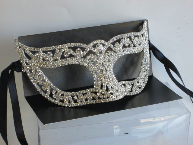 Adult Silver Rhinestone Diamond Venetian Masquerade Wedding Prom Costume Mask Ebay 9142