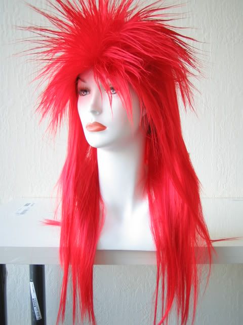 PUNK ROCKER POP SPIKY SPIKE EMO 80S 80'S ELVIRA COSTUME WIG BLACK GREEN ...